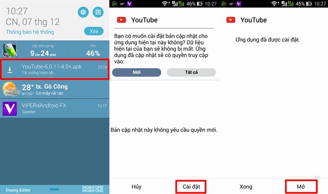 Sau khi tải về máy hoàn tất, các bạn cứ chạm vào file và cài đặt bình thường