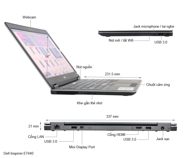 HCM-Cần bán Laptop Dell Latitude E7440 (Hàng FPT, new 100%)
