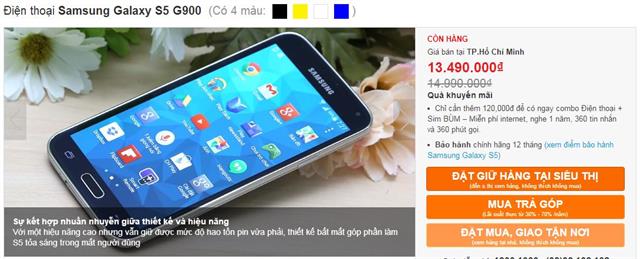 Galaxy S5 giảm giá mạnh mẽ