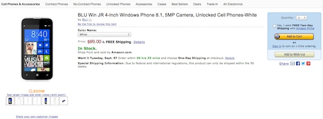 Blu Win JR lên kệ Amazon