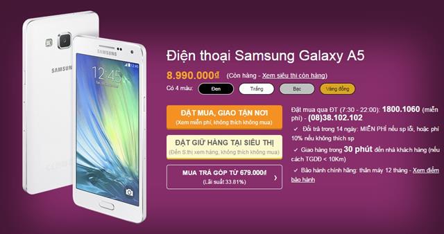 'Siêu mẫu kim loại' Galaxy A5 chính thức lên kệ thegioididong