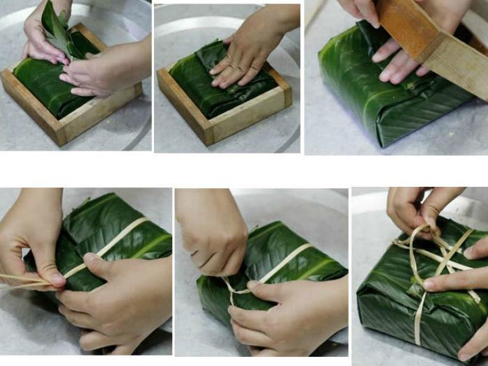 Gói bánh không quá chặt vì bánh sẽ còn nở ra khi nấu