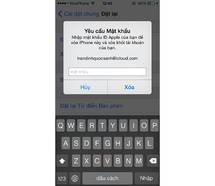 Geben Sie das Kennwort Ihres Apple ID-Kontos ein und wählen Sie Löschen, um den Vorgang abzuschließen