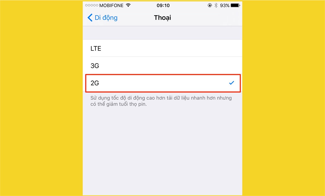 Tắt kết nối 3G/4G LTE Tắt kết nối 3G/4G LTE