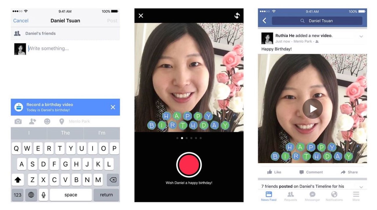 Tính năng mới, gửi video clip thay lời chúc mừng sinh nhật trên Facebook