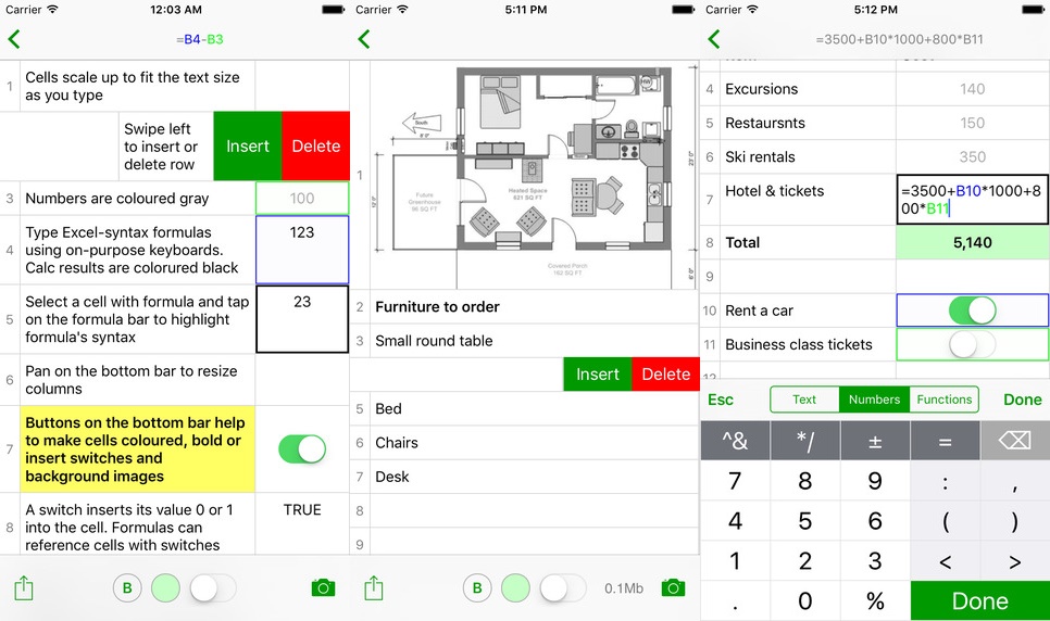 Notes.xls tiny spreadsheet 8 ứng dụng tính phí đang được miễn phí