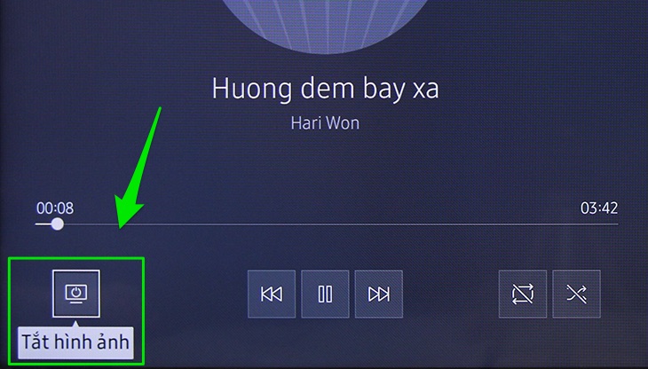 Tắt màn hình tivi khi đang nghe nhạc