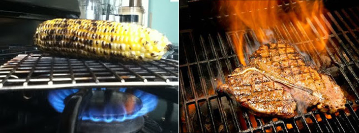 Nướng bằng bếp gas món nướng chín nhanh nhưng kém ngon, dễ cháy