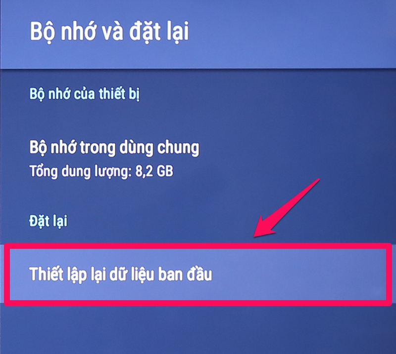 Thiết lập lại dữ liệu