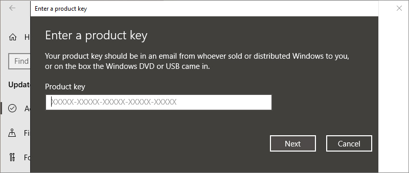 Step 4 - Enter the license key Active license key Windows 10