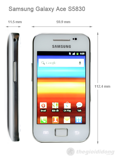 Samsung Galaxy Ace S5830 kích thước
