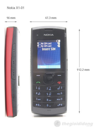 Nokia X1-01 kích thước