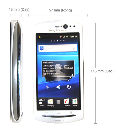 Thông số kĩ thuật của sản phẩm XYZ Kích thước của Sony-ericsson-xperia-neo-v