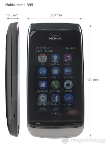 Nokia asha 309 kích thước