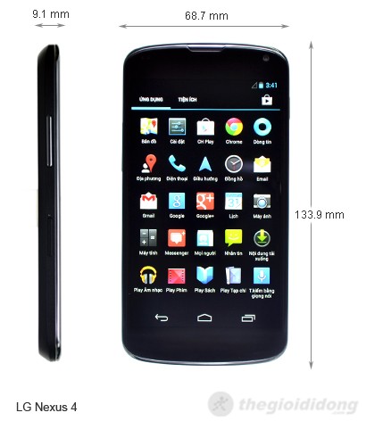 LG Nexus 4 Kích thước
