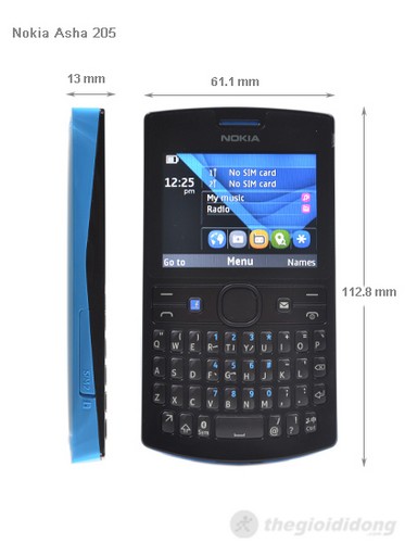 Nokia Asha 205 kích thước