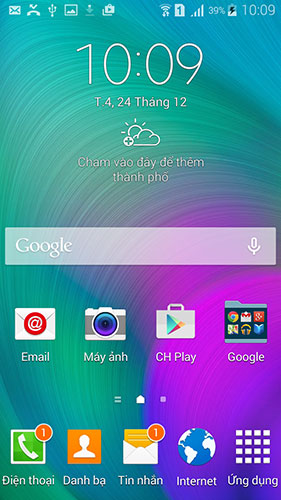 Giao diện màn hình chính Samsung Galaxy A5