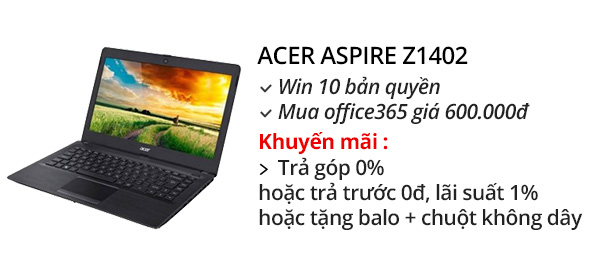 Laptop Acer Aspire Z1402 39KT i3 5005U/4GB/500GB/Win10/KhôngDVD