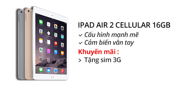 Máy tính bảng iPad Air 2 Cellular 16GB