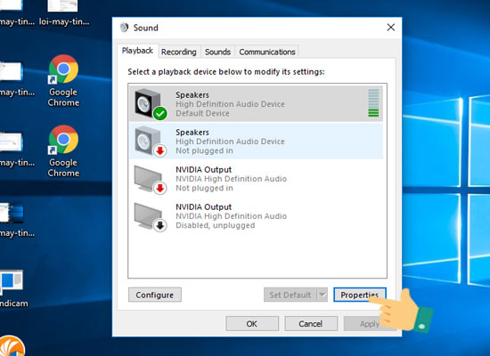 Chọn vào Properties