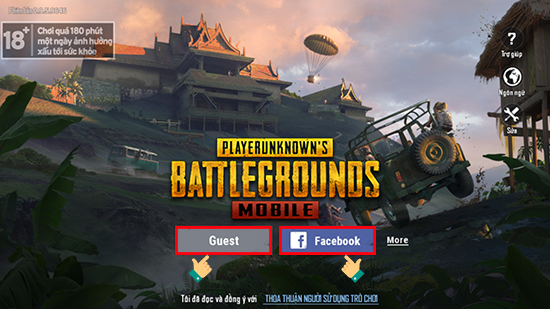 Hai cách đăng nhập là Guest và Facebook.