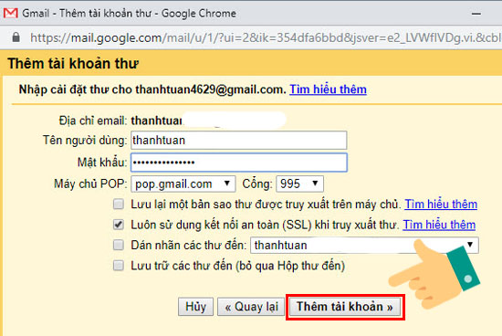Xác minh tên người dùng của tài khoản Gmail 