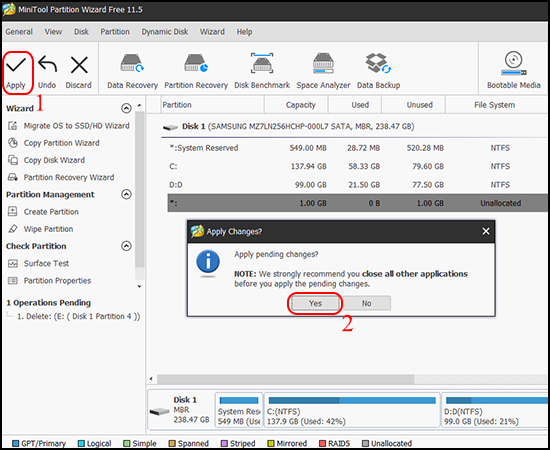 Apply để xác nhận thay đổi Apply để xác nhận thay đổi