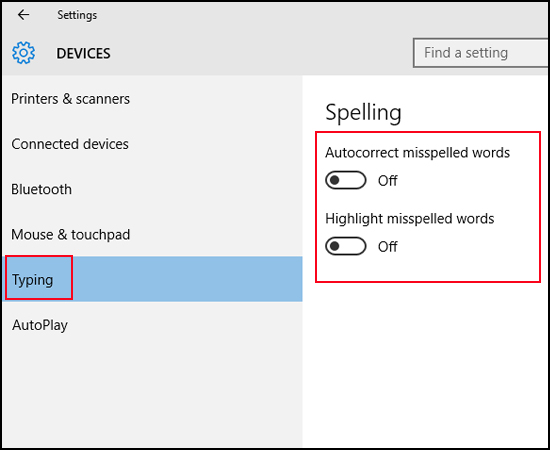 Tắt tính năng kiểm tra chính tả trên Windows 10.