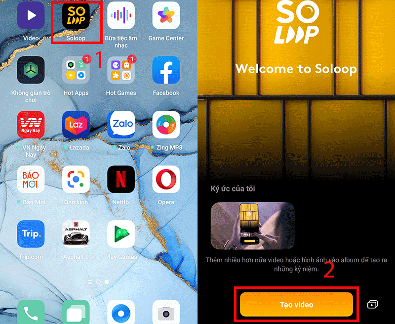 Truy cập vào ứng dụng Soloop