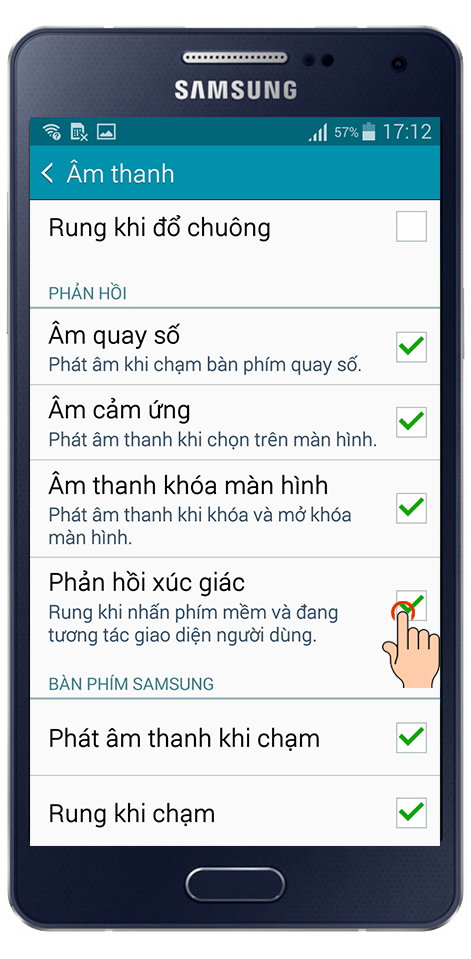tắt âm thông báo khi chạm trên màn hình