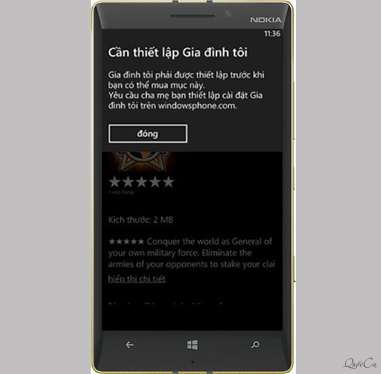Thiết lập gia đình tôi Windows Phone là lỗi gì?