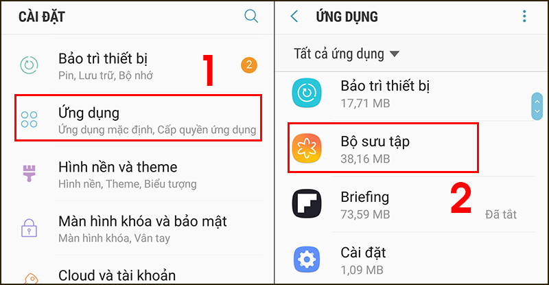 Tìm kiếm Bộ sưu tập trong ứng dụng