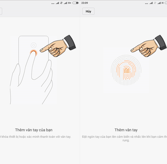 Chạm để máy nhận vân tay của bạn cho đến khi hoàn thành